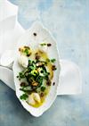 Røget hellefisk med pocheret vagtelæg og spinat - Low FODMAP